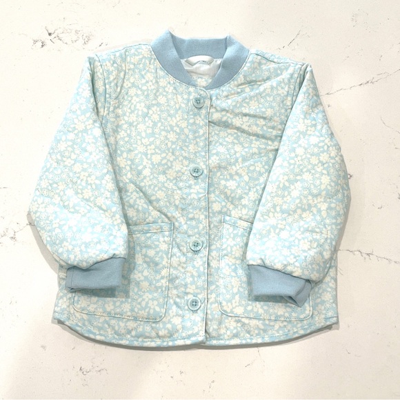 Baby Girls' Floral Printed Quilted Jacket - Cat & Jack™ Blue 2T - Picture 4 of 6